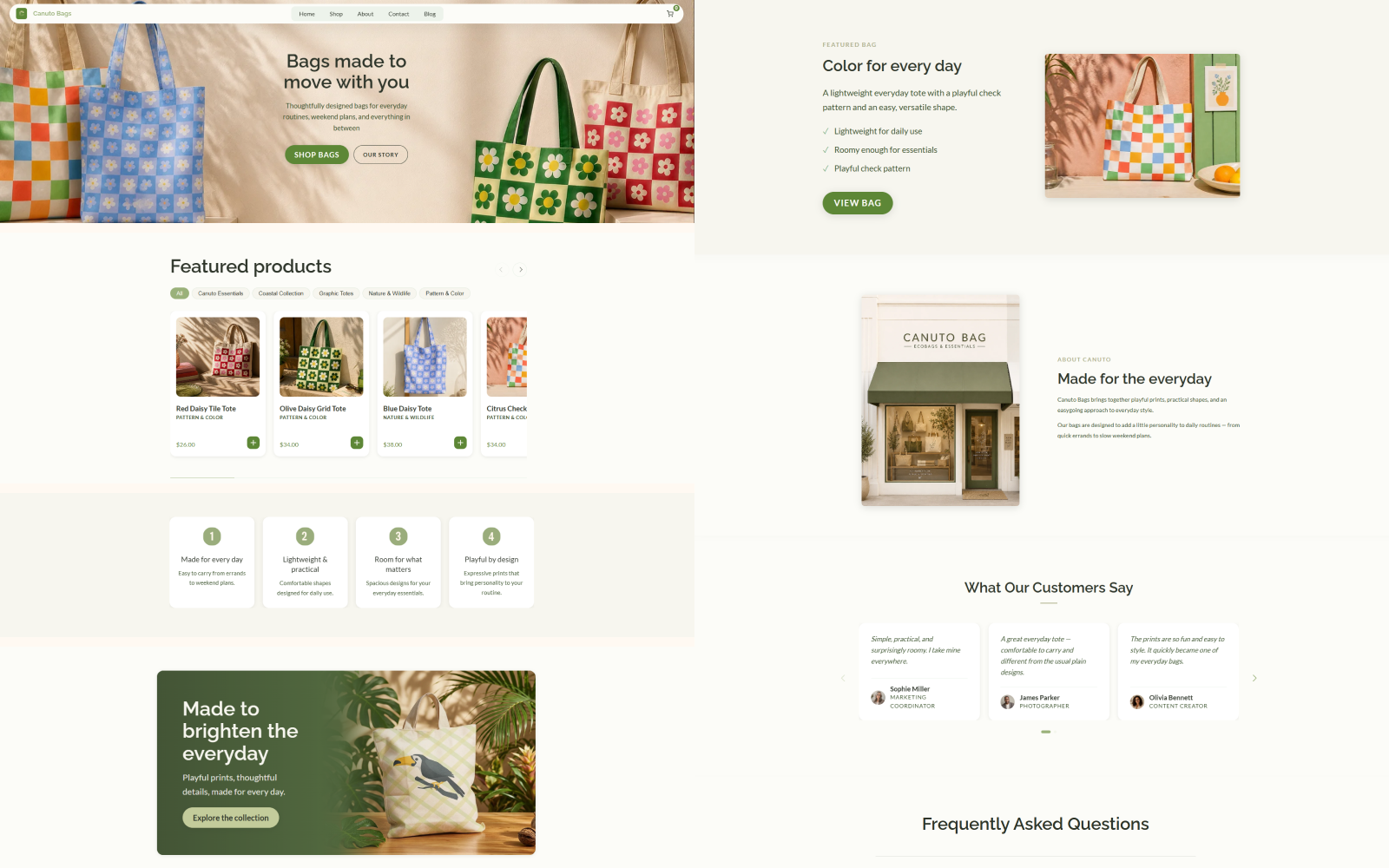 Canuto Demo 2 bags storefront