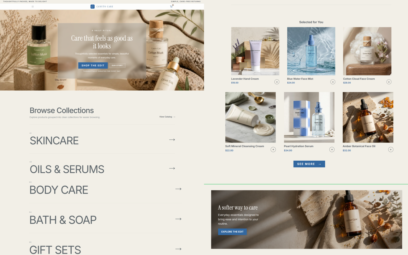 Canuto Demo 3 skincare storefront